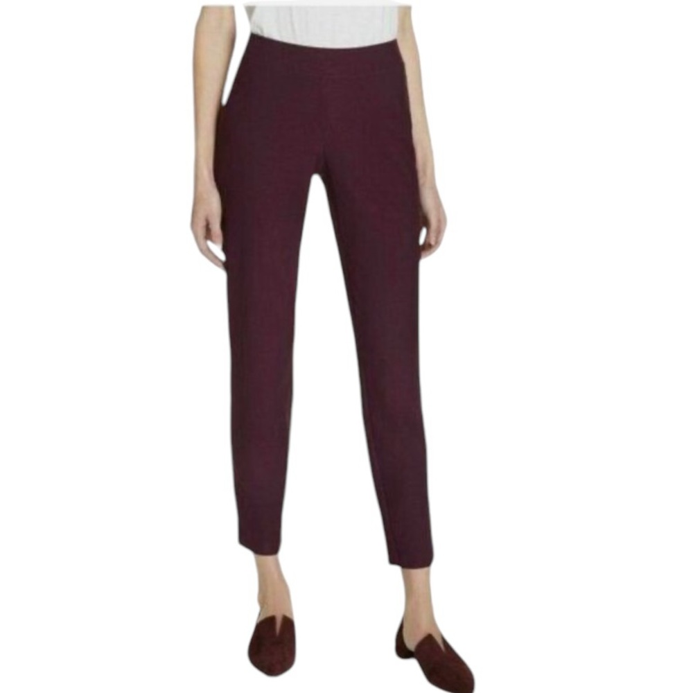 Eileen Fisher Burgundy Crepe Slim Ankle Pant XXS
